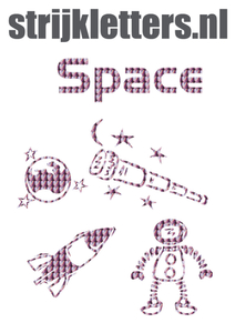 Vel Strijkletters Space Holografische Roze - afb. 1