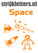 Vel Strijkletters Space Glow in the Dark Oranje - afb. 1