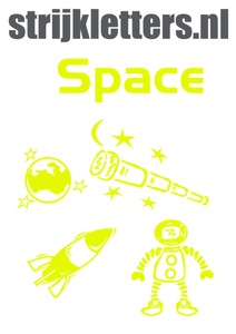 Vel Strijkletters Space Glow in the Darg Geel - afb. 1