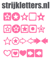 Vel Strijkletters Sterren Glitter Neon Pink Glitter 448 - afb. 1