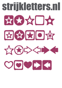 Vel Strijkletters Sterren Glitter Pink Glitter 457 - afb. 1