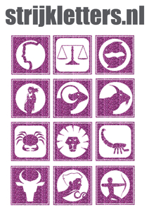 Vel Strijkletters Sterrenbeeld Vierkant Glitter Lavender 428 - afb. 1