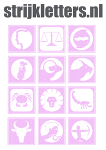 Vel Strijkletters Sterrenbeeld Vierkant Glitter Neon Purple 480 - afb. 1