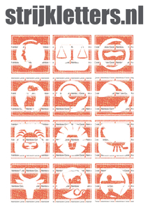 Vel Strijkletters Sterrenbeeld Vierkant Glitter Rainbow Coral Glitter ST - afb. 1