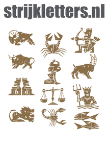 Vel Strijkletters Sterrenbeelden Design Carbon Goud - afb. 1