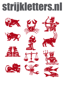 Vel Strijkletters Sterrenbeelden Design Carbon Rood - afb. 1