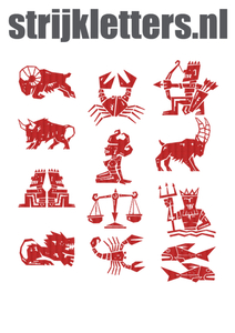Vel Strijkletters Sterrenbeelden Design Leer Rood - afb. 1