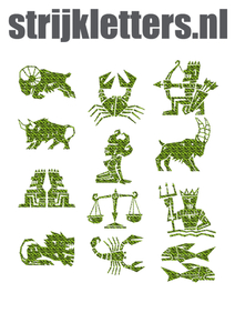 Vel Strijkletters Sterrenbeelden Design Zebra Groen - afb. 1