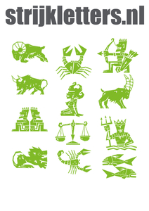Vel Strijkletters Sterrenbeelden Polyester Ondergrond Appelgroen - afb. 1