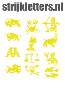 Vel Strijkletters Sterrenbeelden Polyester Ondergrond Geel - afb. 1