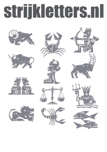 Vel Strijkletters Sterrenbeelden Polyester Ondergrond Grijs - afb. 1