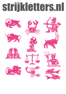 Vel Strijkletters Sterrenbeelden Polyester Ondergrond Neon Roze - afb. 1