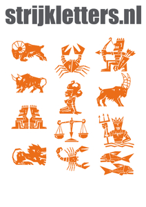 Vel Strijkletters Sterrenbeelden Polyester Ondergrond Oranje - afb. 1