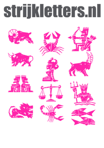 Vel Strijkletters Sterrenbeelden Glow in the Dark Roze - afb. 1