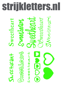 Vel Strijkletters Sweetheart Flock Neon Groen - afb. 1