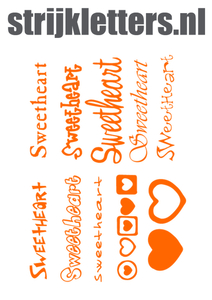 Vel Strijkletters Sweetheart Flock Oranje - afb. 1