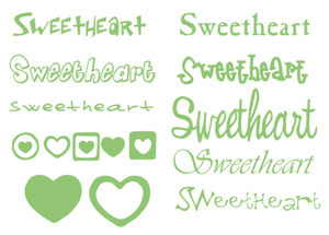 Vel Strijkletters Sweetheart Polyester Ondergrond Neon Groen - afb. 2