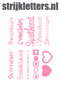Vel Strijkletters Sweetheart Glitter Medium Pink - afb. 1