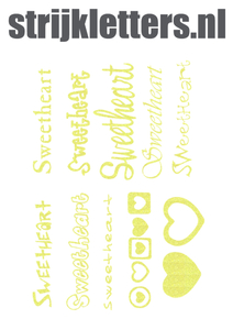 Vel Strijkletters Sweetheart Glitter Neon geel Glitter - afb. 1