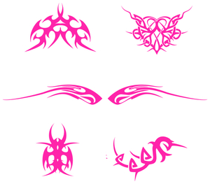 Vel Strijkletters Tattoo Glow in the Dark Roze - afb. 2