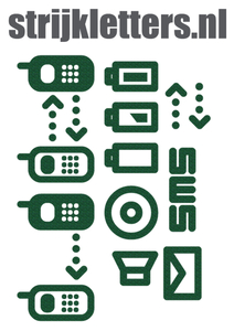 Vel Strijkletters Telefoon Symbolen 2 Glitter Groen - afb. 1