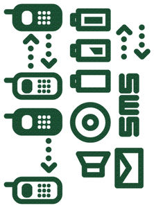 Vel Strijkletters Telefoon Symbolen 2 Glitter Groen - afb. 2