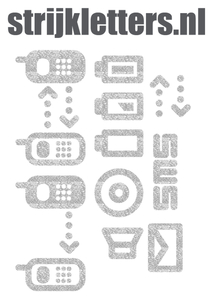Vel Strijkletters Telefoon Symbolen 2 Glitter Silver 450 - afb. 1