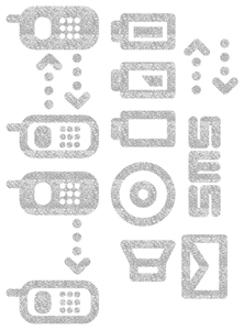 Vel Strijkletters Telefoon Symbolen 2 Glitter Silver 450 - afb. 2