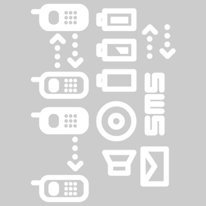 Vel Strijkletters Telefoon Symbolen 2 Nylon Grip Wit - afb. 2