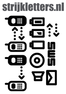 Vel Strijkletters Telefoon Symbolen 2 Nylon Grip Zwart - afb. 1