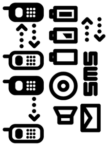 Vel Strijkletters Telefoon Symbolen 2 Nylon Grip Zwart - afb. 2