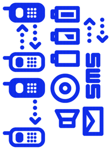 Vel Strijkletters Telefoon Symbolen 2 Design Carbon Blauw - afb. 2