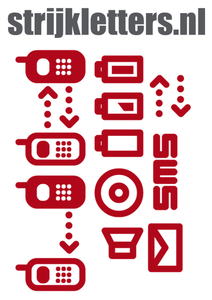 Vel Strijkletters Telefoon Symbolen 2 Design Carbon Rood - afb. 1