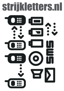 Vel Strijkletters Telefoon Symbolen 2 Design Carbon Zwart - afb. 1