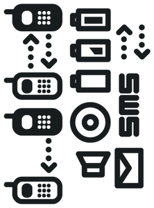 Vel Strijkletters Telefoon Symbolen 2 Design Carbon Zwart - afb. 2