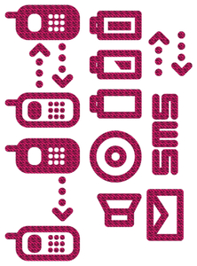 Vel Strijkletters Telefoon Symbolen 2 Design Zebra Roze - afb. 2