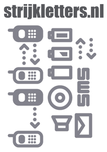 Vel Strijkletters Telefoon Symbolen 2 Polyester Ondergrond Grijs - afb. 1