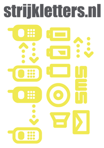 Vel Strijkletters Telefoon Symbolen 2 Polyester Ondergrond Neon Geel - afb. 1