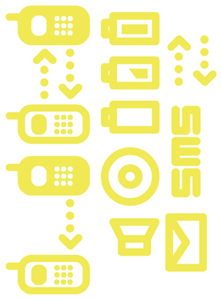 Vel Strijkletters Telefoon Symbolen 2 Polyester Ondergrond Neon Geel - afb. 2
