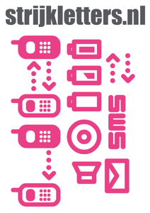 Vel Strijkletters Telefoon Symbolen 2 Polyester Ondergrond Neon Roze - afb. 1
