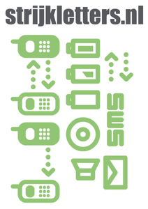 Vel Strijkletters Telefoon Symbolen 2 Polyester Ondergrond Neon Groen - afb. 1