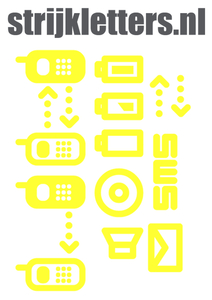 Vel Strijkletters Telefoon Symbolen 2 Flex Neon Geel - afb. 1
