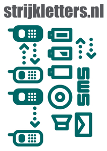 Vel Strijkletters Telefoon Symbolen 2 Flex Petrol - afb. 1