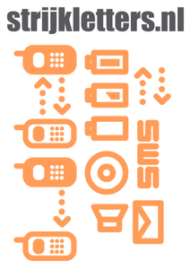 Vel Strijkletters Telefoon Symbolen 2 Flex Pastel Oranje - afb. 1