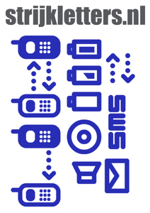 Vel Strijkletters Telefoon Symbolen 2 Flex Middel Blauw - afb. 1