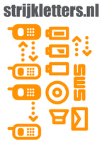 Vel Strijkletters Telefoon Symbolen 2 Flex Neon Oranje