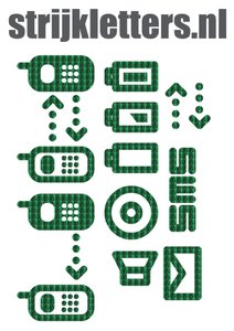 Vel Strijkletters Telefoon Symbolen 2 Holografische Groen - afb. 1