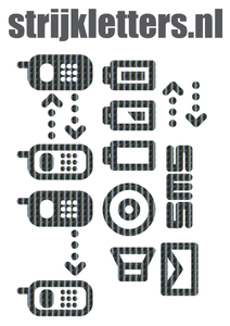 Vel Strijkletters Telefoon Symbolen 2 Holografische Zwart - afb. 1