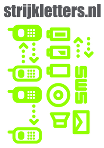 Vel Strijkletters Telefoon Symbolen 2 Reflecterend Groen - afb. 1