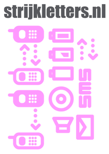 Vel Strijkletters Telefoon Symbolen 2 Flex Neon Roze - afb. 1